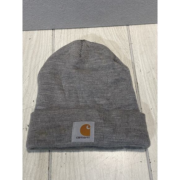 Carhartt Men's Gray Knitted Heather Winter Folded Beanie Hat One Size - Picture 1 of 4